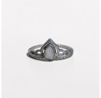 Bague fine diadème argent petite Pierre de lune T51/54