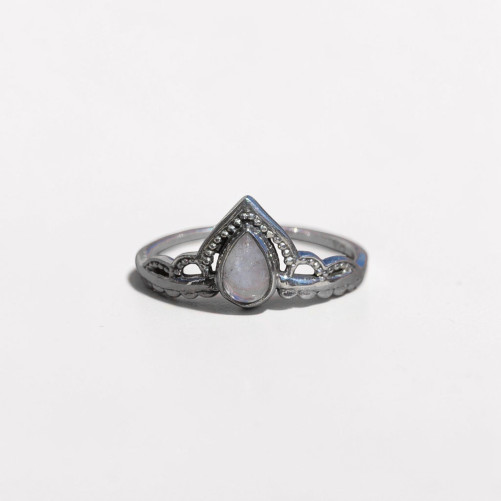 Bague fine diadème argent petite Pierre de lune T51/54