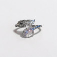 Bague plume en argent et pierre ovale Pierre de lune T49/50/52/55/57/59/60 Bague plume en argent et pierre ovale Pierre de lune T49/50/52/55/57/59/60