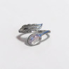 Bague plume en argent et pierre ovale Pierre de lune T49/50/52/55/57/59/60
