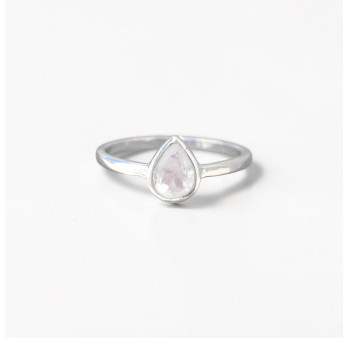 Petite bague goutte argent et Pierre de lune T49/51/54/58/60