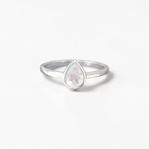 Petite bague goutte argent et Pierre de lune T49/51/54/58/60