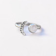 Bague fine lune argent et pierre ronde Pierre de lune T49/52/54/57