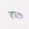 Bague fine lune argent et pierre ronde Pierre de lune T49/52/54/57