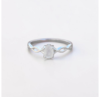 Bague fine argent ajourée pierre griffée Pierre de lune T55/57