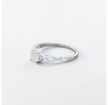 Bague fine argent ajourée pierre griffée Pierre de lune T55/57