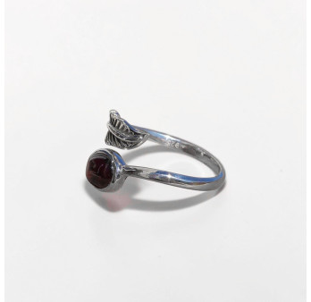 Bague plume en argent et pierre ovale Grenat T50/52/53/54/60