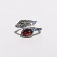 Bague plume en argent et pierre ovale Grenat T50/52/53/54/60 Bague plume en argent et pierre ovale Grenat T50/52/53/54/60