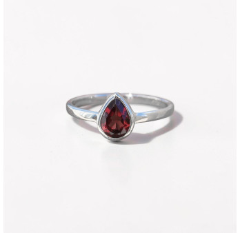 Petite bague goutte argent et pierre en Grenat T49/52/54/58/59