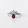 Bague fine couronne argent et petite pierre Grenat T49/51/54/57/60