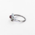 Petite bague fleur argent et pierre ronde Grenat T52