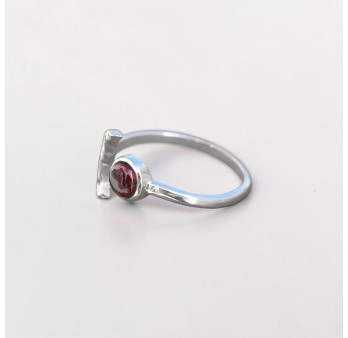 Bague fine lune argent et pierre ronde Grenat T49/52/57/60