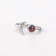 Bague fine lune argent et pierre ronde Grenat T49/52/57/60