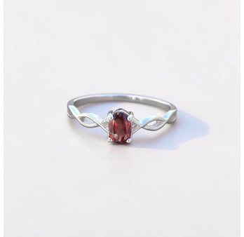 Bague fine argent ajourée pierre griffée Grenat T50/52/55/57