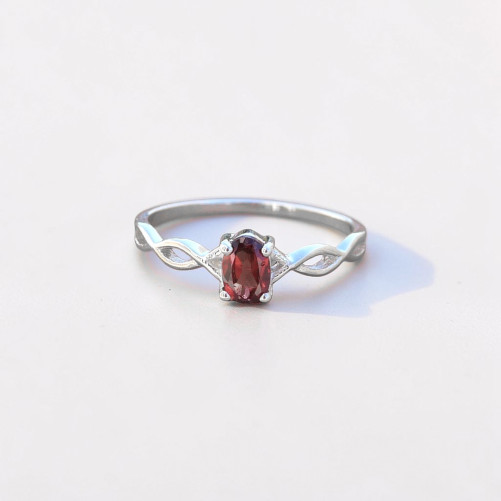 Bague fine argent ajourée pierre griffée Grenat T50/52/55/57