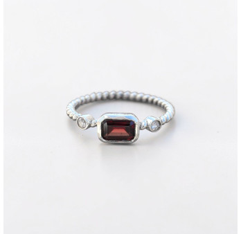 Bague fine argent torsadé pierre Grenat T53/56/58/60