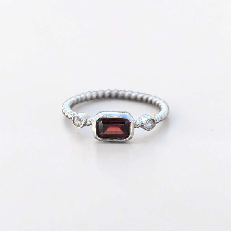 Bague fine argent torsadé pierre Grenat T53/56/58/60
