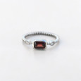 Bague fine argent torsadé pierre Grenat T53/56/58/60