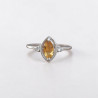 Bague fine argent pierre marquise griffée Citrine T49/52/55/57