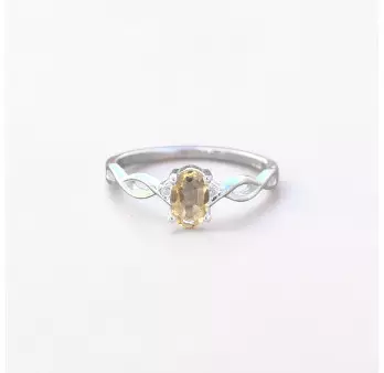 Bague fine argent ajourée pierre griffée Citrine T50/52/55/57/60