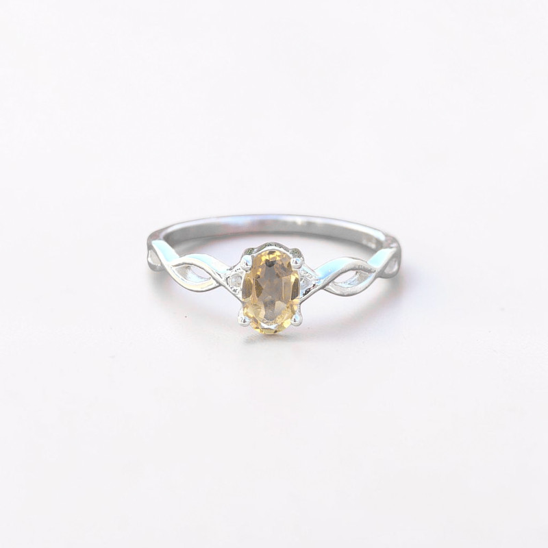 Bague fine argent ajourée pierre griffée Citrine T50/52/55/57/60
