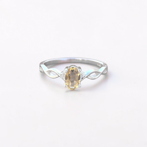 Bague fine argent ajourée pierre griffée Citrine T50/52/55/57/60