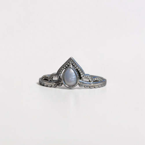 Bague fine diadème argent et petite Perle de culture T49/51/54/56/57