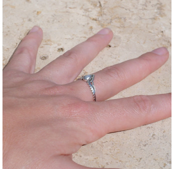 Bague fine diadème argent et petite Perle de culture T49/51/54/56/57