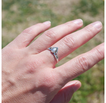 Bague fine diadème argent et petite Perle de culture T49/51/54/56/57