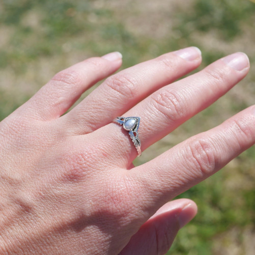 Bague fine diadème argent et petite Perle de culture T49/51/54/56/57