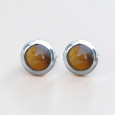Petites boucles d'oreilles à clous en argent pierre Oeil de tigre