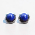 Petites boucles d'oreilles à clous en argent et en pierre Lapis lazuli ronde (bleu)