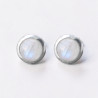 Petites boucles d'oreilles à clous en argent et en Pierre de lune ronde