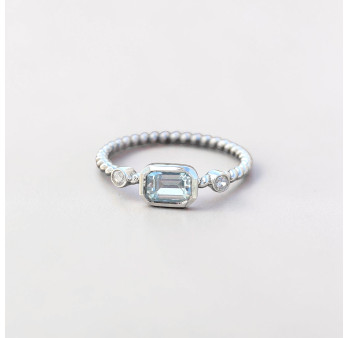 Bague fine argent torsadé pierre Topaze bleue T50/52/56/58/60