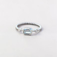 Bague fine argent torsadé pierre Topaze bleue T50/52/56/58/60