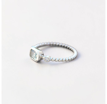 Bague fine argent torsadé pierre Topaze bleue T50/52/56/58/60