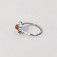 Petite bague fleur argent et pierre ronde Cornaline T52/54/57