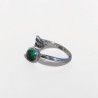 Bague plume en argent et pierre ovale Malachite T52/55/57/58