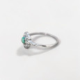 Petite bague fleur argent et pierre ronde Malachite T57 Petite bague fleur argent et pierre ronde Malachite T57