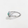 Petite bague fleur argent et pierre ronde Malachite T57