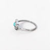 Petite bague fleur argent et pierre ronde Howlite bleue T52/54/57/59