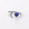 Bague fine lune argent et pierre ronde Lapis lazuli T50/52/54/57/60