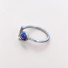 Bague fine lune argent et pierre ronde Lapis lazuli T50/52/54/57/60