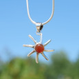 Pendentif soleil argent et pierre Cornaline ronde