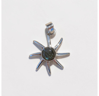 Pendentif soleil argent et pierre Labradorite ronde