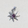 Pendentif soleil argent et pierre Améthyste ronde