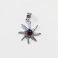Pendentif soleil argent et pierre Grenat ronde Pendentif soleil argent et pierre Grenat ronde