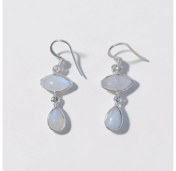 Boucles d'oreilles 2 Pierres de lune et argent