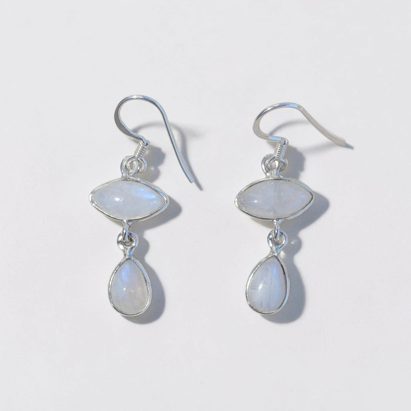 Boucles d'oreilles 2 Pierres de lune et argent Boucles d'oreilles 2 Pierres de lune et argent