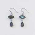 Boucles d'oreilles 2 pierres Labradorite et argent Boucles d'oreilles 2 pierres Labradorite et argent
